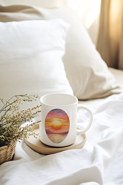 qoeuyl boutique Sunset Printed Gift White Ceramic Mug