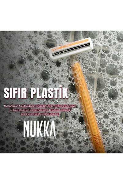 NUKKA Vegan 8'li Ekolojik Bambu Plastik Içermeyen Tıraş Bıçağı