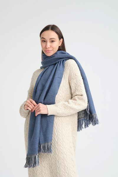 robanu Soft Textured Double Sided Indigo-Crowbar Pattern Shawl |   Warm, Soft and Elegant Shawl Scarf