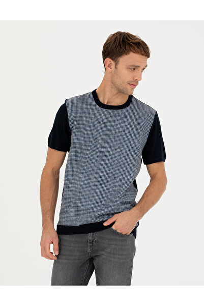 Pierre Cardin Μπλουζάκι Πλεκτό με Λαιμόκοψη Ποδηλάτου σε Στενή Γραμμή, Ναυτικ...