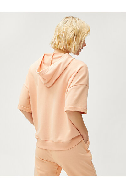 Koton Φούτερ με κουκούλα κοντό μανίκι με μισό φερμουάρ