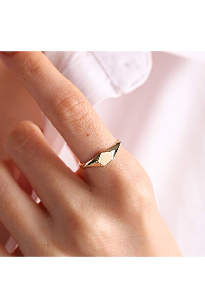 Sembol Gold 14k Altın Şövalye Yüzük (kişiselleştir) Beşgen 0,6 Cm