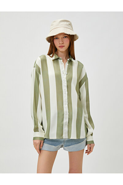 Koton Hosszú ujjú ing viszkóz gombos klasszikus gallérral