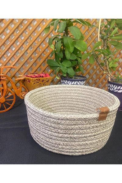 ModaCardin Jute Wicker Hand Woven Multi-Purpose Basket Makeup Bathroom and Kitchen Organizer