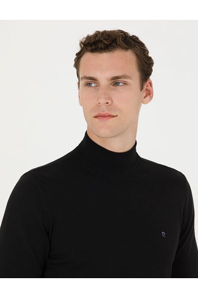Pierre Cardin Μαύρο Slim Fit Basic Knitwear Πουλόβερ - Half Turtleneck 50276502-vr046