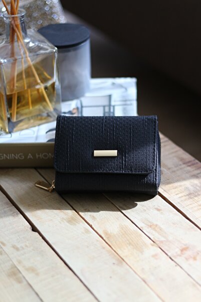 Moom Bag Women's Black Card Holder Detailed Mini Wallet