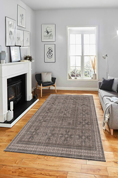 Viyana Home Dijital Baskılı Kaymaz Taban Sade Etnik Model Yıkanabilir Yolluk ...
