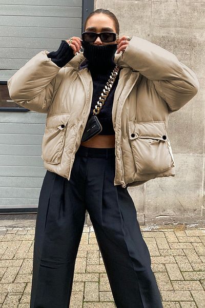 Madmext Μπεζ Oversize Παλτό τσέπης Mg1358
