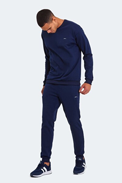 Slazenger Ежедневен удобен мъжки анцуг с кръгло деколте, тъмносин