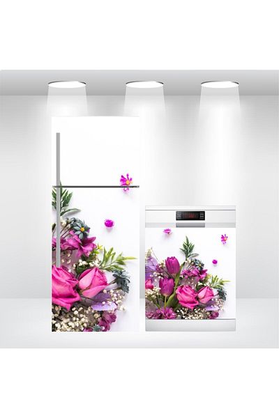 Bigaimaj Capac adeziv cu model de flori din folie pentru frigider și mașină de spălat vase