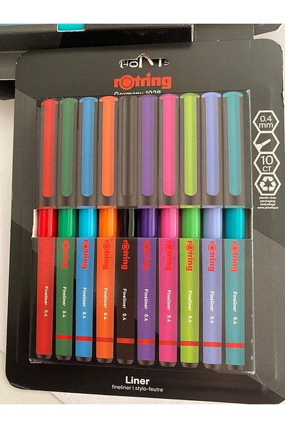 Rotring 10 Colors Felt Tip Fineliner Pen