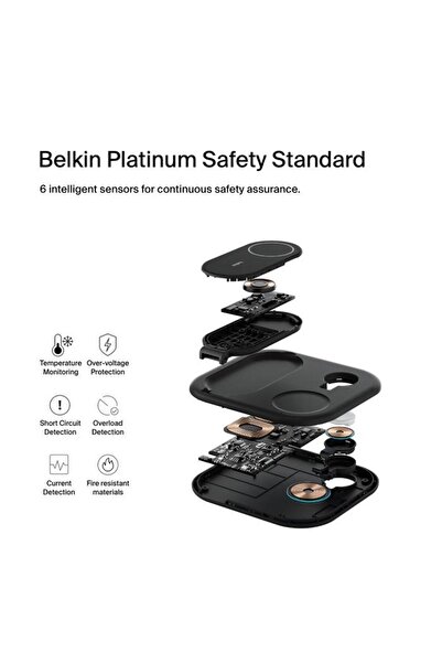 Belkin WIZ029VFBK Qi2 15W 3-1 Magsafe Şarj Cihazı-Siyah