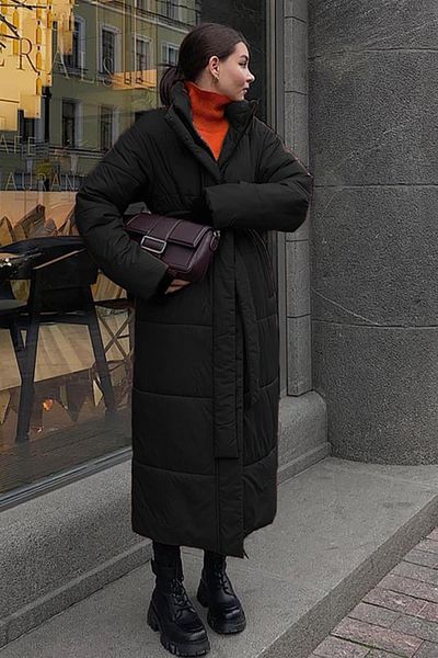 Madmext Černý dámský kabát Long Puffer MG1397