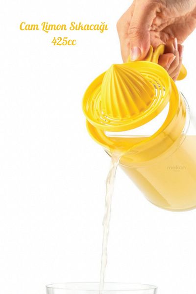 Melkan Home 425ml Orange Glass Lemon and Citrus Juicer - Orange Juicer