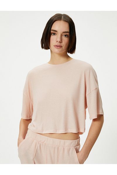 Koton Tricou cu pijama cu mânecă scurtă cu gât crew modal