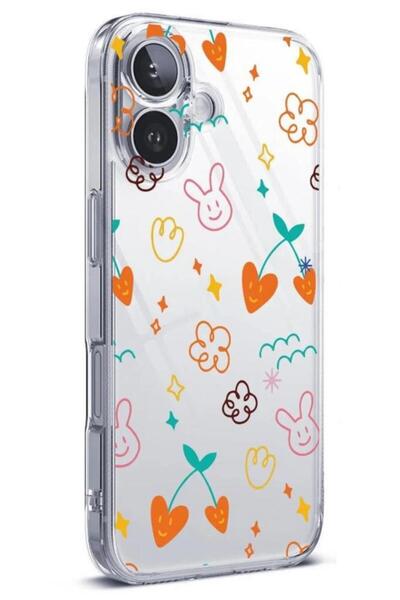 3GEN CASE İphone 16 Uyumlu Desenli Şeffaf Silikon Kılıf (Kamera Korumalı)