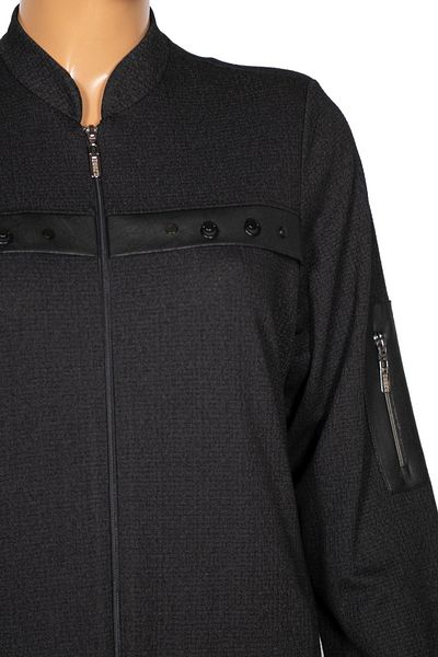 HESNA Women's Black Honeycomb Textured Top Coat - with Accessories and Leather