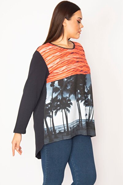 Şans Ženska velika bluza tamnoplave boje Štampano 65n29544