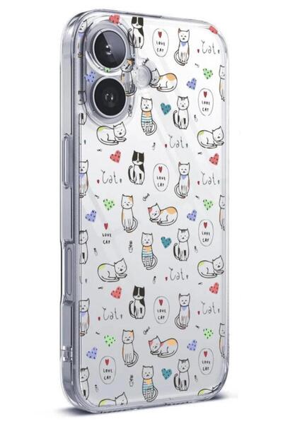 3GEN CASE İphone 16 Plus Uyumlu Desenli (Kamera Korumalı) Şeffaf Silikon Kılıf