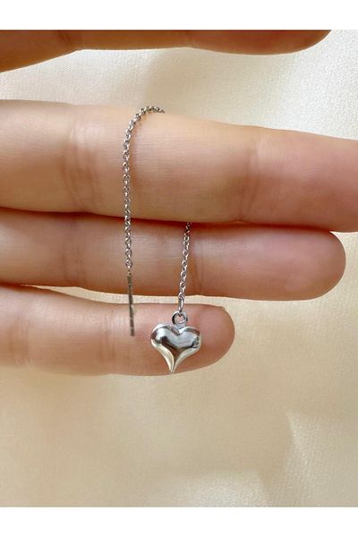 Arescollection 1 Pcs Surgical Steel Double Hole Chain Earring