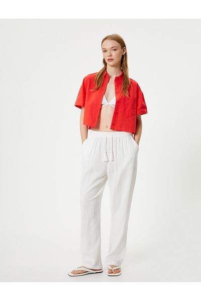 Koton Cotton Short Sleeve Shirt - Classic Collar with Pocket Detail