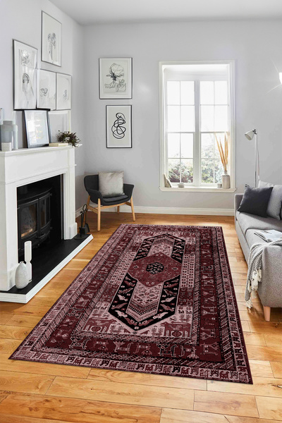 Viyana Home Dijital Baskılı Kaymaz Etnik Klasik Modern Desenli Yıkanabilir Yo...