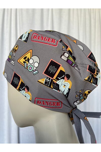 monotıp Hemşire bonesi,doktor bonesi,ameliyathane bonesi,bandana,tomografi desenli,unısex