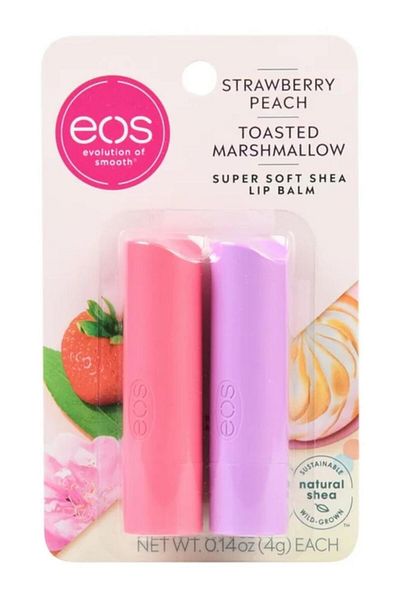 Eos Strawberry Peach and Toasted Marshmallow 2 Pack Lip Balm 2X4G.