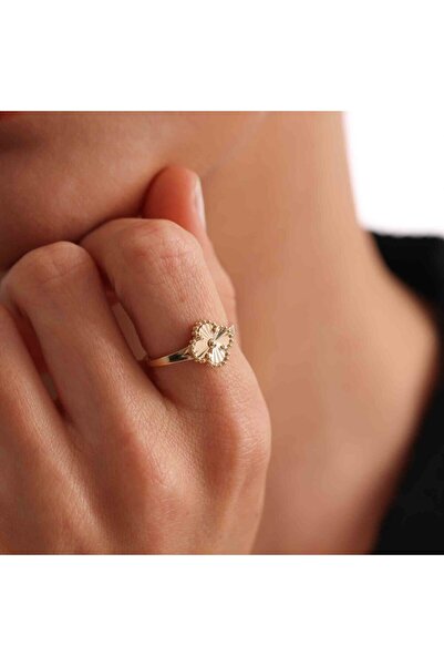 Sembol Gold Altın Yonca Yüzük