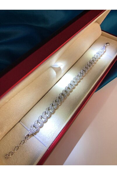 vogutima Kadın Gümüş Bileklik - Gurmet Model Zirkon Taşlı Beyaz Işıklı Kutuda • Sevgiliye • Eşe