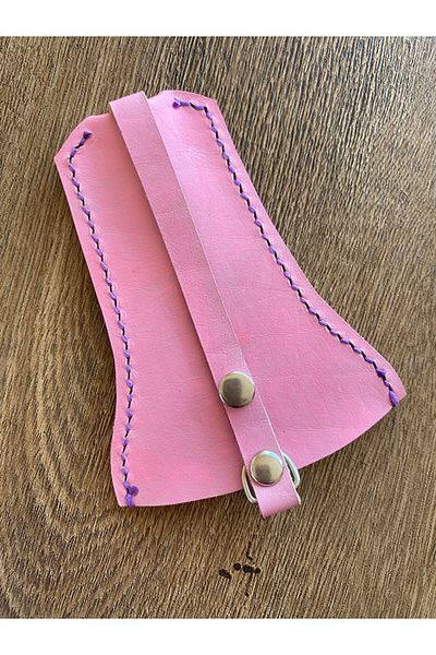 Store Pink Leather Bell Model Keychain - 100% Handmade