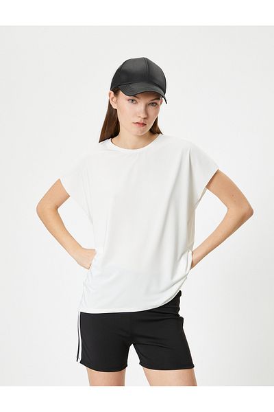 Koton Comfortable Fit Basic Sports Μακρύ T-Shirt με κοντό μανίκι, λαιμόκοψη