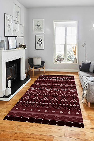 Viyana Home Dijital Baskılı Kaymaz Taban Etnik Afgan Desen Yıkanabilir Yolluk...