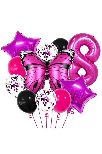 DÜVENCİ TİCARET Butterfly Birthday Party Balloons,Year Balloon Set