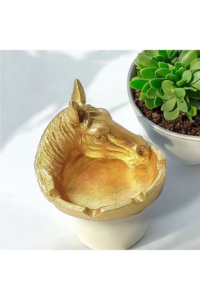 Uğur Böceği Ticaret Decorative Ashtray Object - Horse Head Design