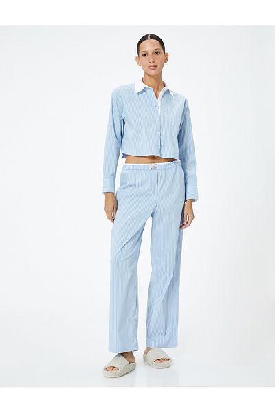 Koton Pantaloni de pijama cu tăietură relaxată cu detaliu etichetă - talie elastică