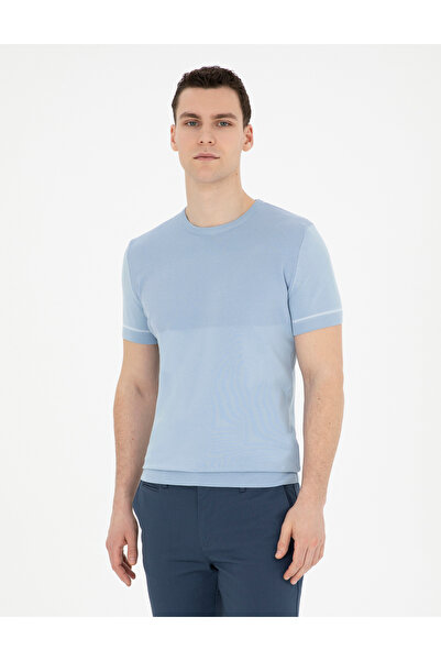 Pierre Cardin Mavi Slim Fit Bisiklet Yaka Triko Tişört 50288117-VR095