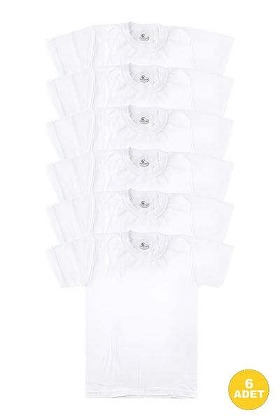 CENNETOĞLU Boy's 100% Cotton White Undershirt T-Shirt 6 Pack