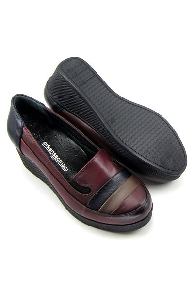 Erkan Saçmacı Pantofi casual cu toc cu pană din piele naturală Anya Burgundy