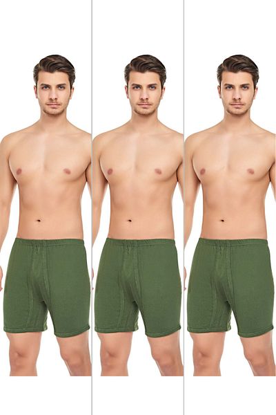 CENNETOĞLU Men's Combed Cotton Long Panties with Legs 3 Pack