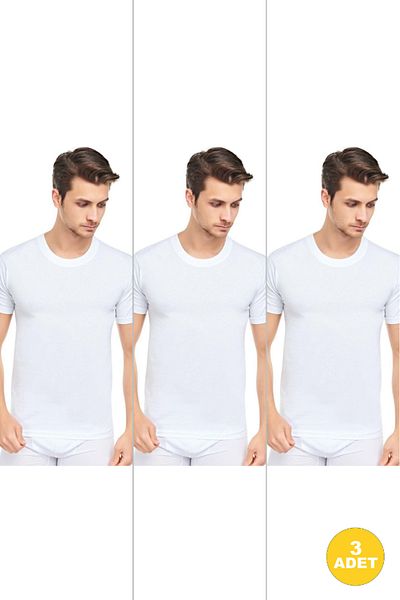 CENNETOĞLU Men's Slim Fit Crew Neck Undershirt 3 Pack