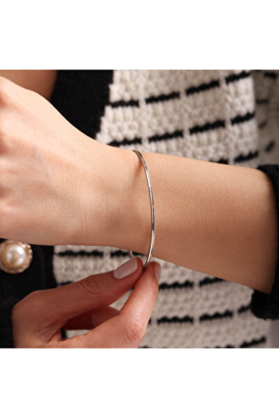 Sembol Gold Beyaz Altın Ajda Bilezik Oluklu 8 Ayar