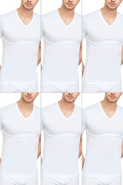 CNT Men's V-Neck Half Sleeve Undershirt 6 Pack