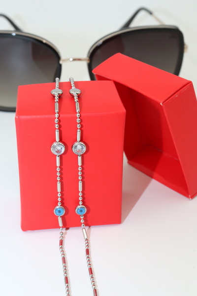 KEEBA تصميم مخصص - سلسلة نظارات نسائية وحبل من الفولاذ الفضي والكريستال