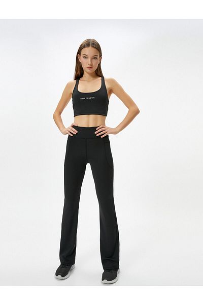 Koton Spanish Leg Sports Leggings High Waist Pocket Detailed Slim Fit