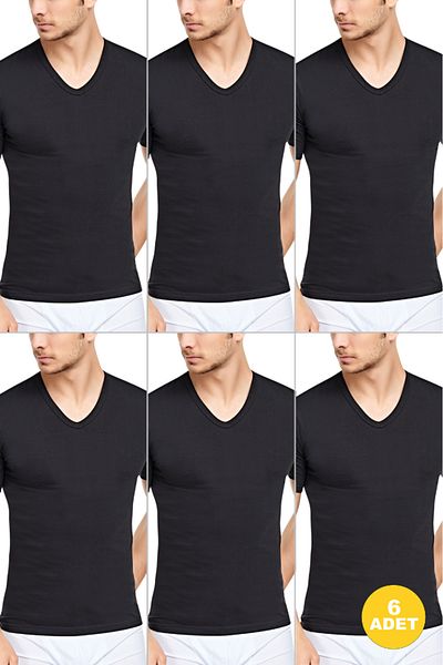 CNT Men's V-Neck Half Sleeve Undershirt 6 Pack
