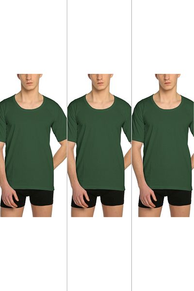 CENNETOĞLU Men's Wide Collar Combed Cotton Undershirt 3 Pack