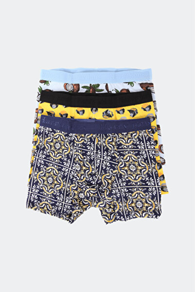 Harry Jons Boxeri pentru bărbați din 3 piese, din bumbac colorat, cu model pr...