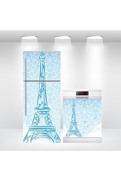 Bigaimaj Capac pentru frigider și mașină de spălat vase Folie autoadezivă Eiffel