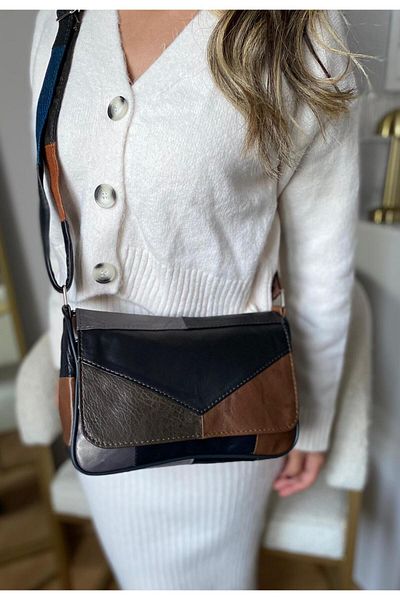 TopTrendy Geantă de umăr și crossbody colorată din piele naturală